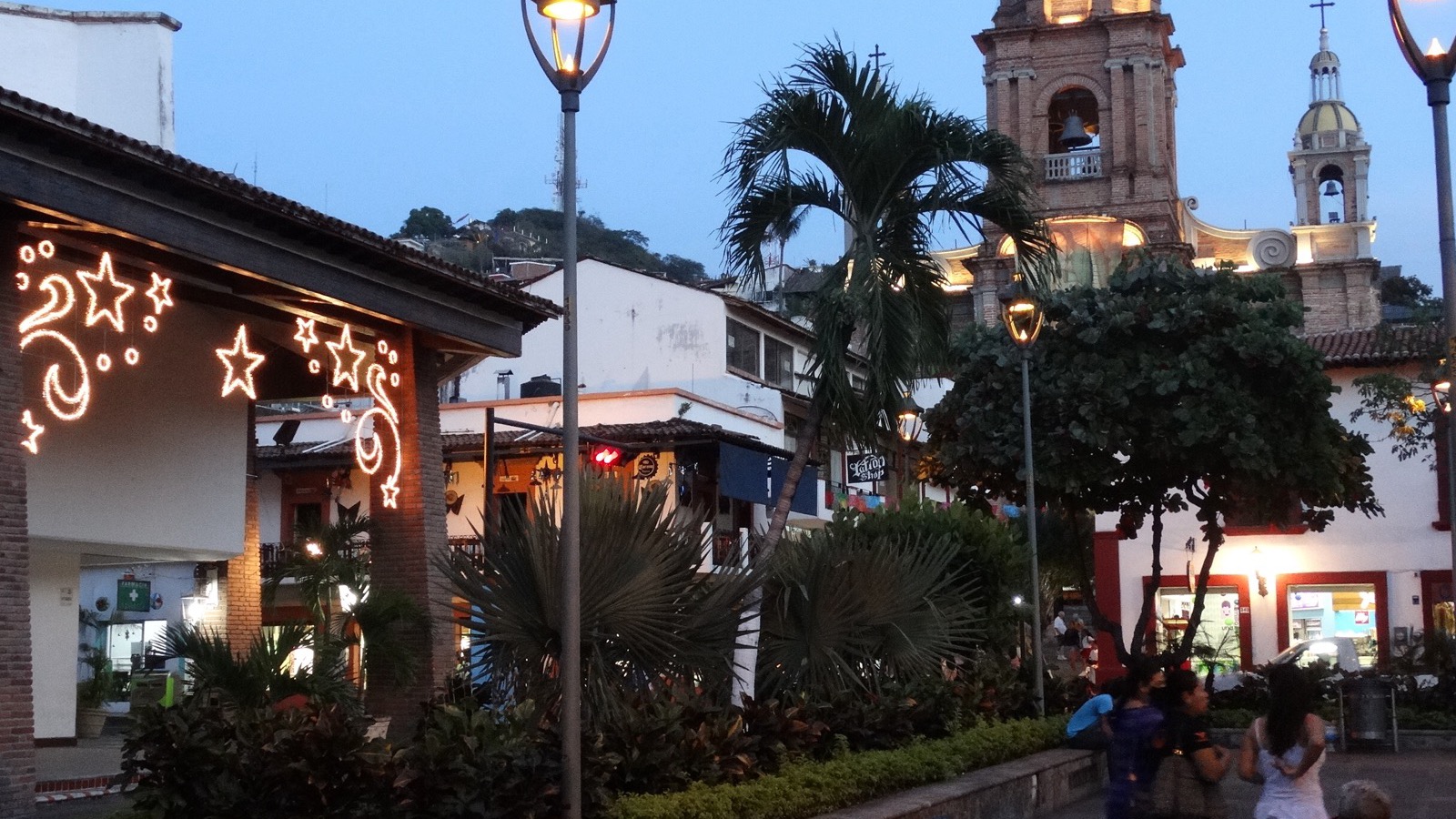 The cathedral towers at dusk, Puerto Vallarta