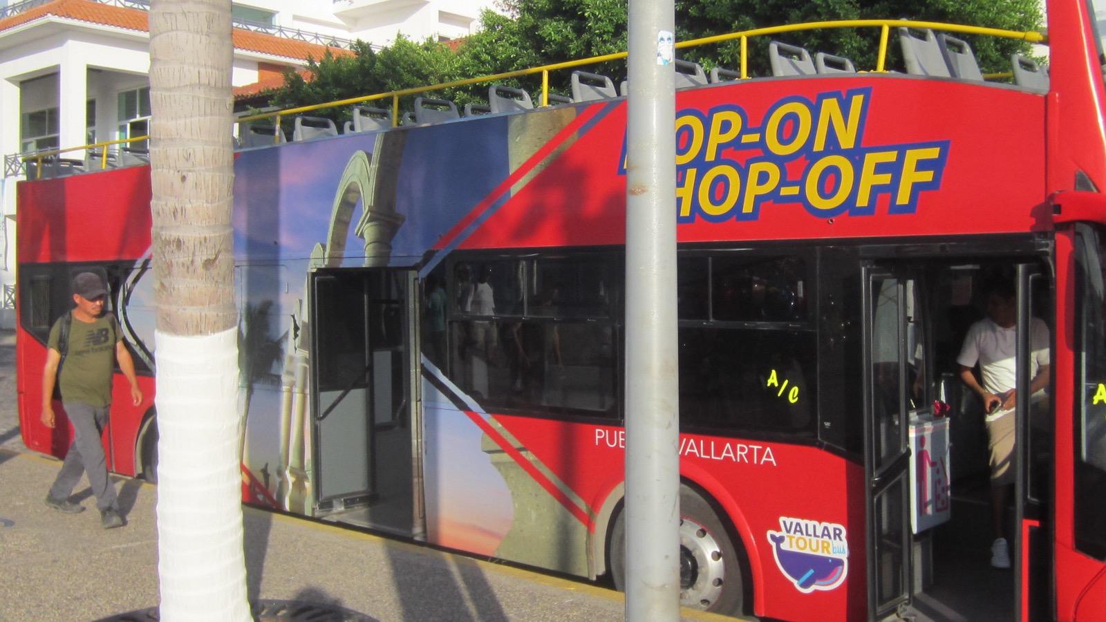 A bus on the seafront in Puerto Vallarta