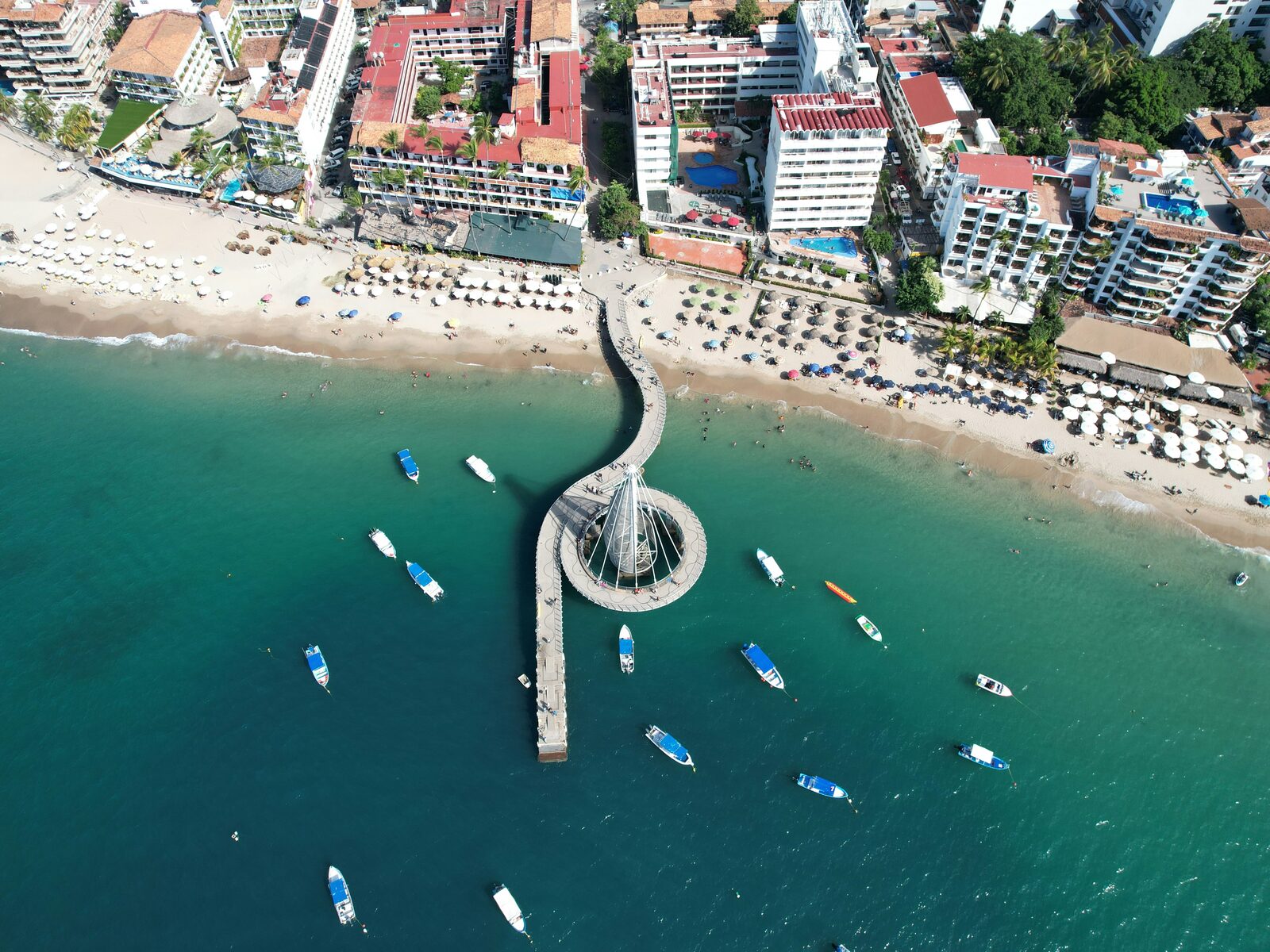 The Los Muertos pier from above